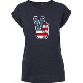 70's USA Fingers Womens Extended Shoulder T-Shirt