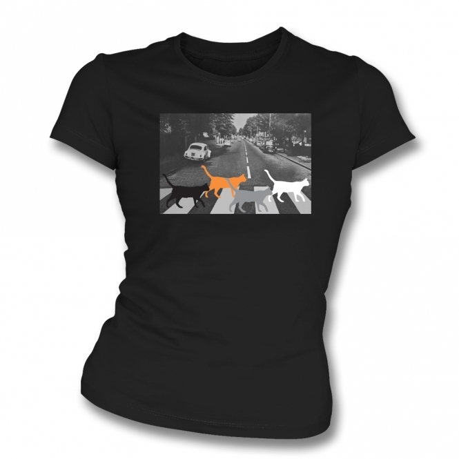 Abbey Road Cats Organic Womens Slim Fit T-Shirt