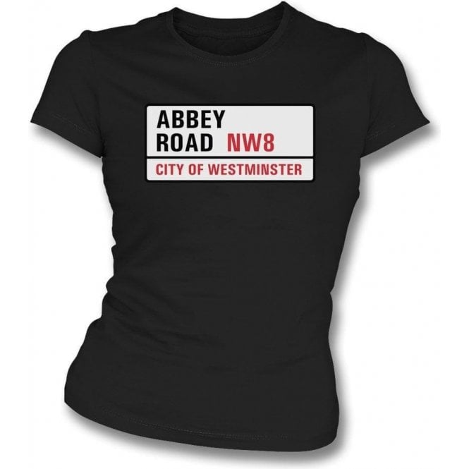Abbey Road Road Sign Womens Slim Fit T-Shirt