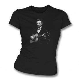 Abraham Lincoln Playing Acoustic Guitar Womens Slim Fit T-Shirt