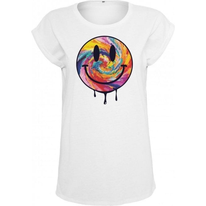 Abstract Acid Smiley Womens Extended Shoulder T-Shirt