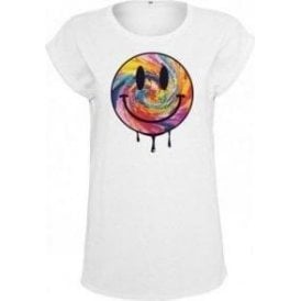 Abstract Acid Smiley Womens Extended Shoulder T-Shirt