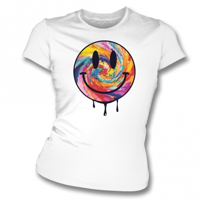 Abstract Acid Smiley Womens Organic Slim Fit T-Shirt