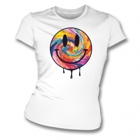 Abstract Acid Smiley Womens Organic Slim Fit T-Shirt