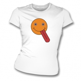 Acid Smiley With Long Tongue Womens Slim Fit T-Shirt