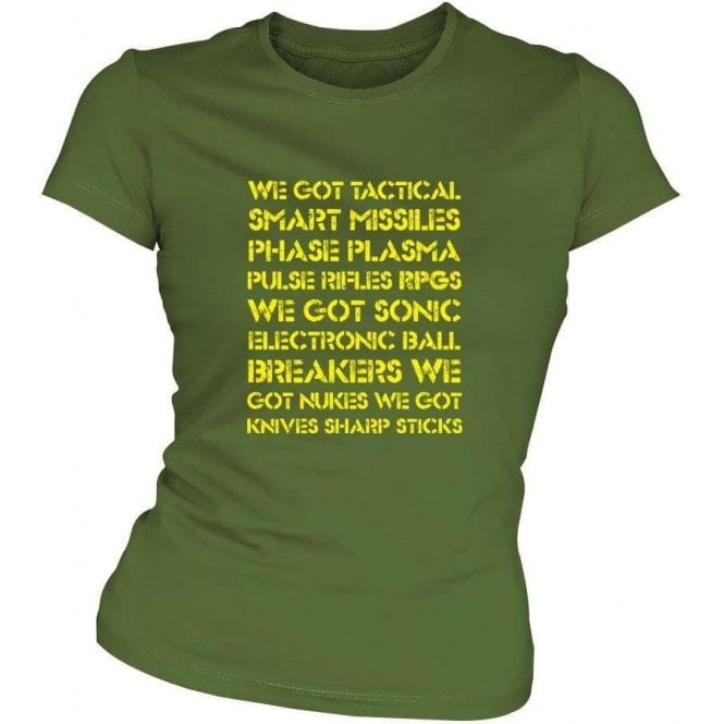 Aliens 'We Got Tactical Smart Missiles...' Movie Slogan Slim Fit T-shirt