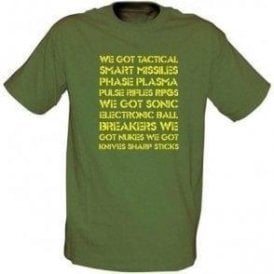 Aliens 'We Got Tactical Smart Missiles...' Movie Slogan T-shirt