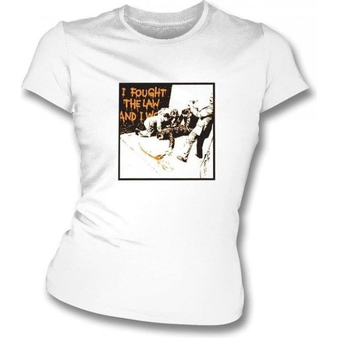 Banksy-I Fought The Law Womens Slimfit T-shirt