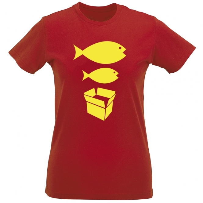 Big Fish, Little Fish, Cardboard Box Womens Slim Fit T-Shirt