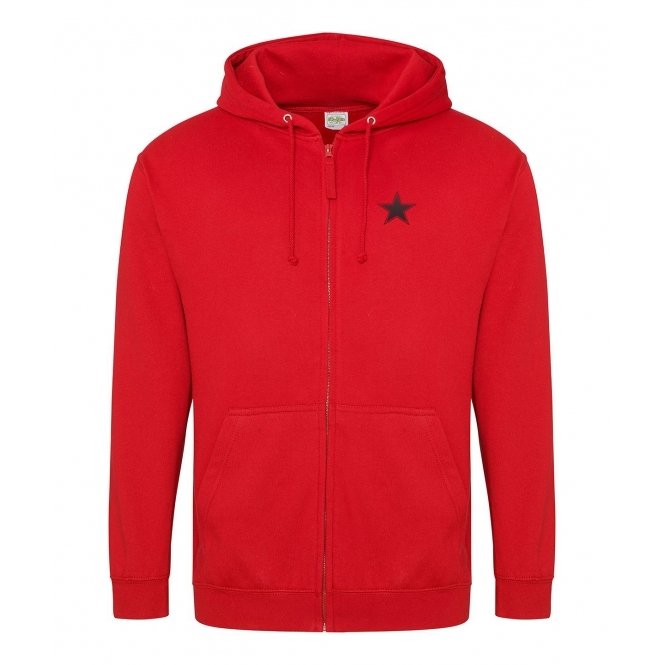 Black Star (As Worn By Paul Weller, The Jam) Embroidered Left Breast Logo Zip Hooded Sweatshirt