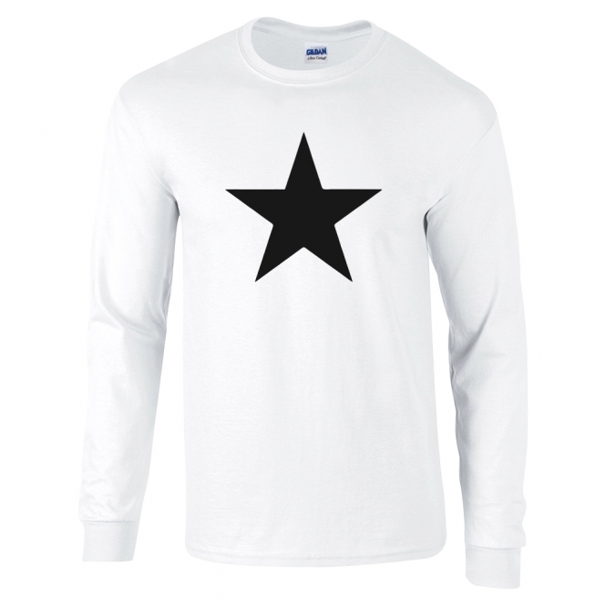 Black Star (As Worn By Paul Weller, The Jam) White Long Sleeve T-Shirt