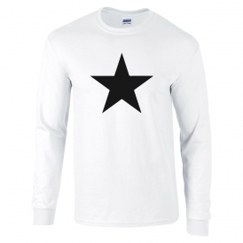 Black Star (As Worn By Paul Weller, The Jam) White Long Sleeve T-Shirt