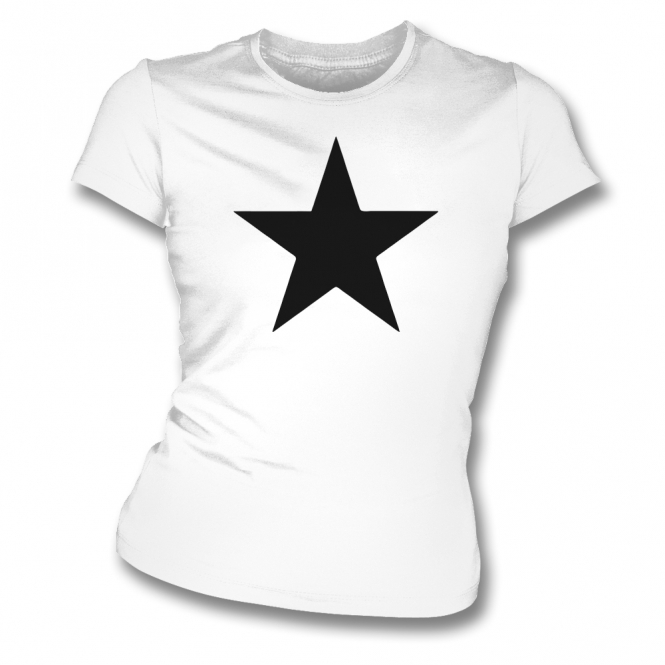 Black Star (As Worn By Paul Weller, The Jam) White Organic Womens Slim Fit T-Shirt