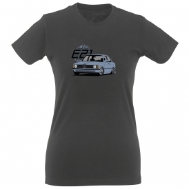 BMW E21 (Blue Car) Womens Slim Fit T-Shirt