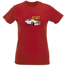 BMW E30 "Beauty And A Beast" (White Car) Womens Slim Fit T-Shirt