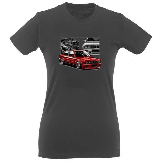 BMW E30 M3 (Comic Strip) Womens Slim Fit T-Shirt