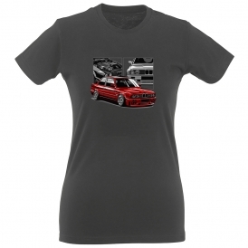 BMW E30 M3 (Comic Strip) Womens Slim Fit T-Shirt