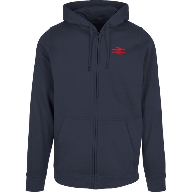 British Rail (As Worn By Damon Albarn, Blur/Gorillaz) Embroidered Left Breast Logo Zip Hooded Sweatshirt