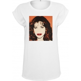 Carly Simon (Andy Warhol Influenced) Womens Extended Shoulder T-Shirt