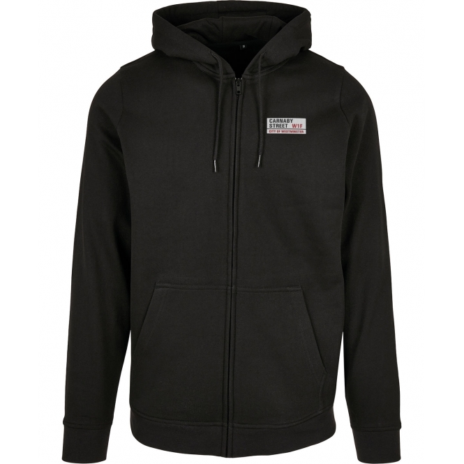 Carnaby Street Road Sign (The Jam Influenced) Embroidered Left Breast Logo Zip Hooded Sweatshirt