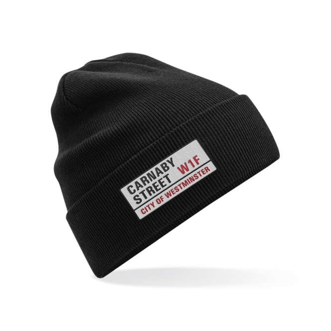 Carnaby Street Road Sign (The Jam Influenced) Embroidered Organic Cotton Beanie