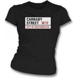 Carnaby Street Road Sign Womens Slim Fit T-Shirt