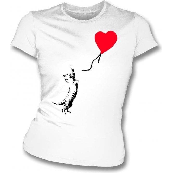 Cat (Banksy Art) Womens Slim Fit T-Shirt