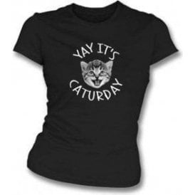 Caturday Womens Slim Fit T-Shirt