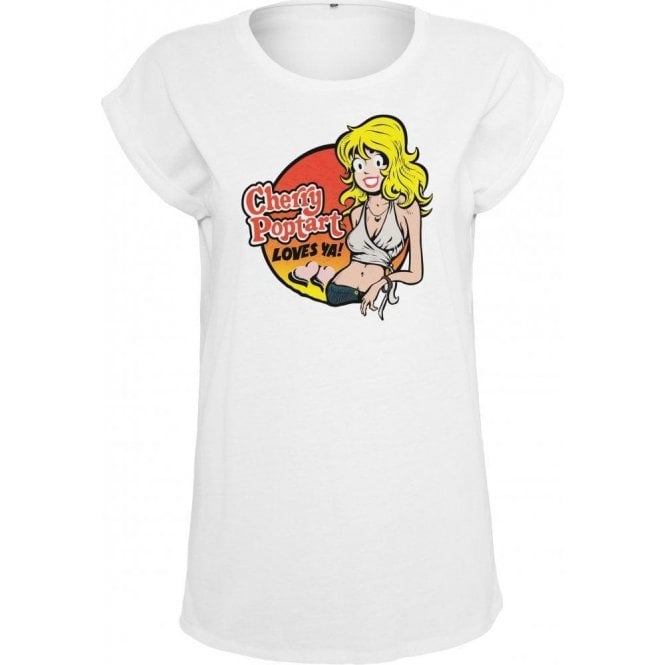 Cherry Poptart Loves Ya! (As Worn By Kim Deal, Pixies/The Breeders) Womens Extended Shoulder T-Shirt