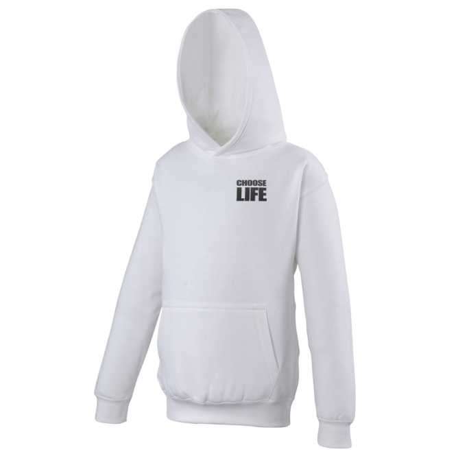 Choose Life (As Worn By George Michael & Andrew Ridgeley, Wham!) Embroidered Left Breast Logo Hooded Sweatshirt