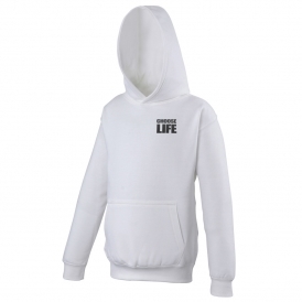 Choose Life (As Worn By George Michael & Andrew Ridgeley, Wham!) Embroidered Left Breast Logo Hooded Sweatshirt