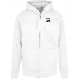 Choose Life (As Worn By George Michael & Andrew Ridgeley, Wham!) Embroidered Left Breast Logo Zip Hooded Sweatshirt