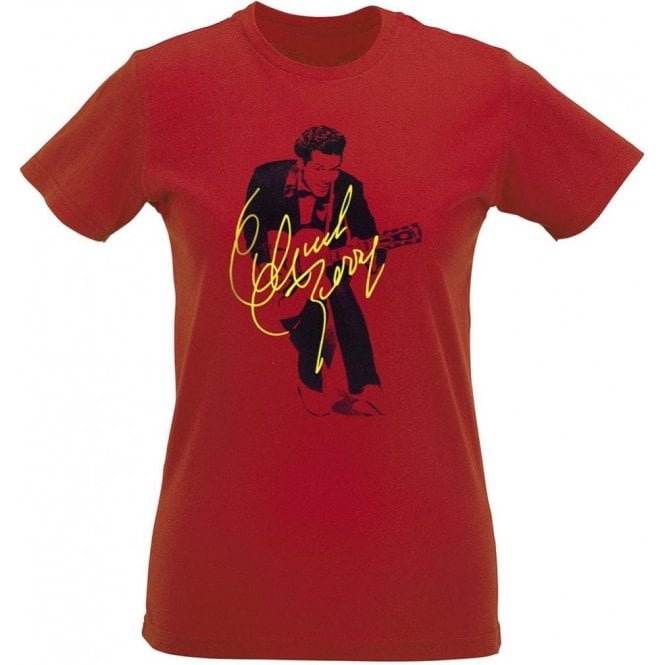 Chuck Berry Autograph Photo (As Worn By Marc Bolan, T. Rex) Womens Slim Fit T-Shirt