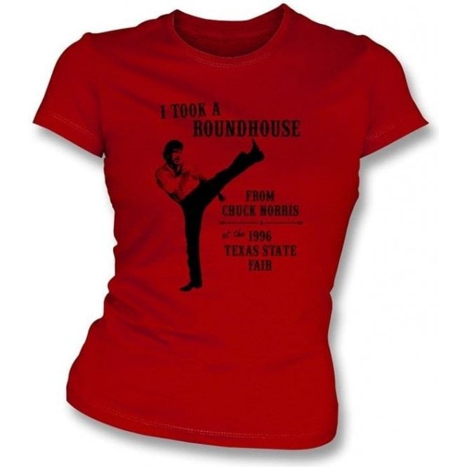 Chuck Norris Roundhouse Kick Womens Slim Fit T-Shirt