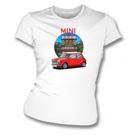Classic Mini Cooper (Red Car) Womens Slim Fit T-Shirt