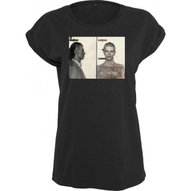 David Bowie Mugshot Womens Extended Shoulder T-Shirt