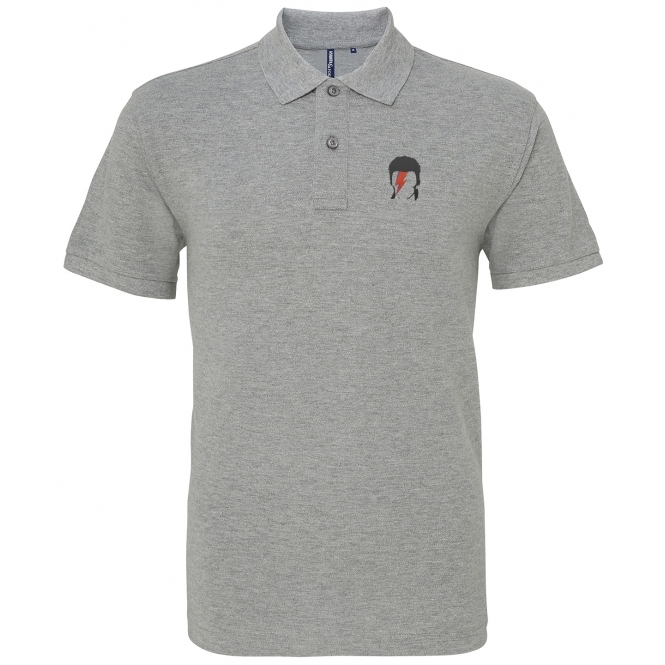 David Bowie - Ziggy Stardust Embroidered Left Breast Logo Polo Shirt
