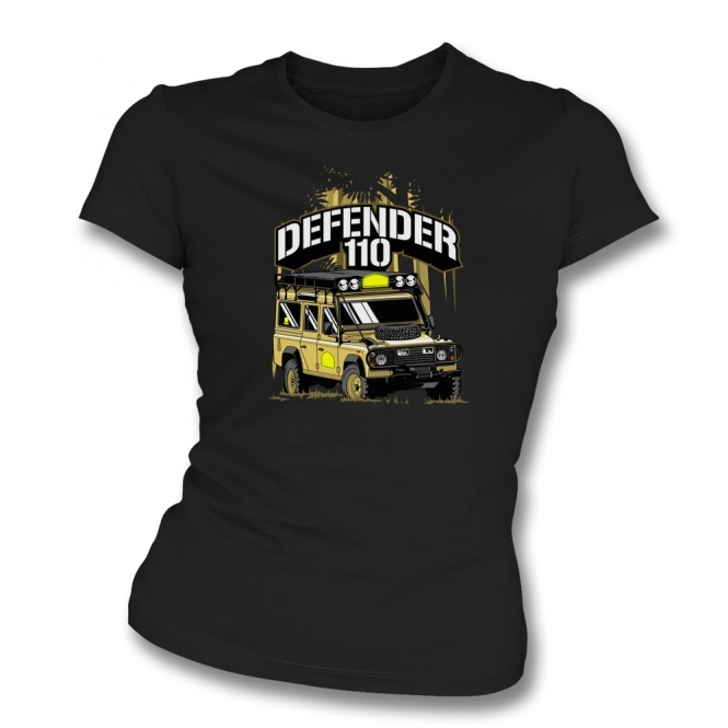 Defender 110 (Yellow Land Rover) Womens Slim Fit T-Shirt