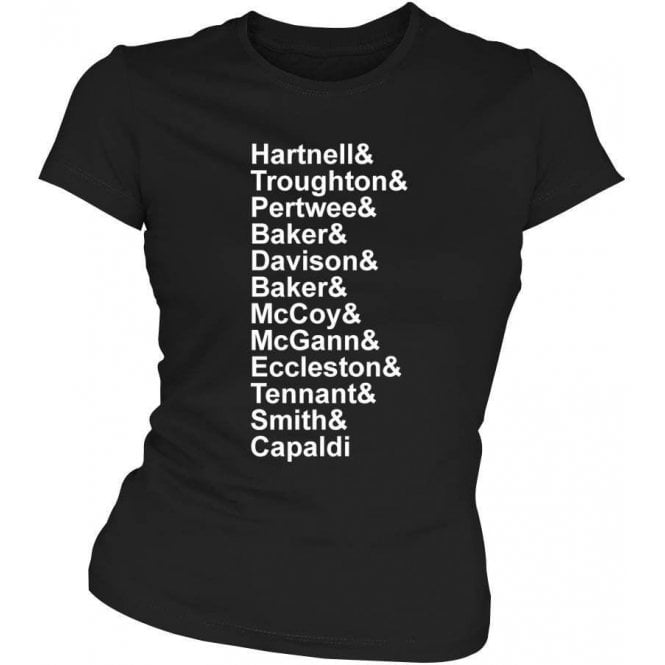 Dr Who Names Womens Slim Fit T-Shirt