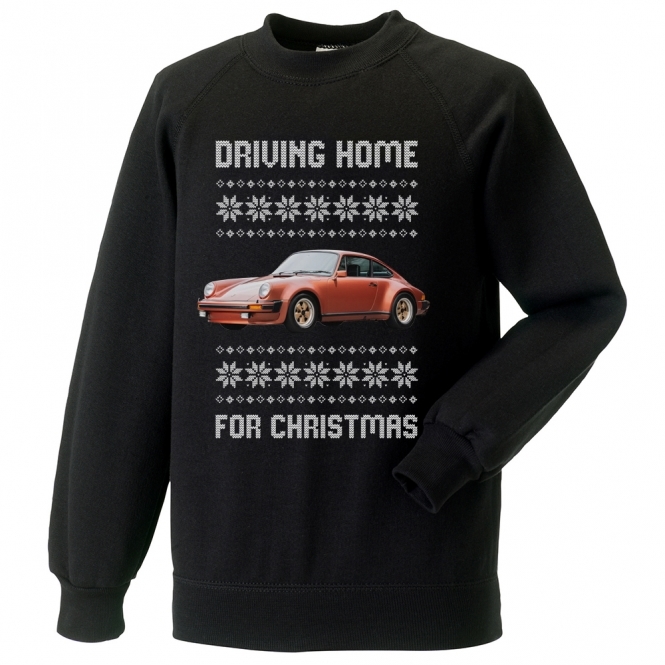 Driving Home For Christmas (Porsche 930) Kids Christmas Jumper