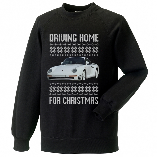 Driving Home For Christmas (Porsche 959) Kids Christmas Jumper