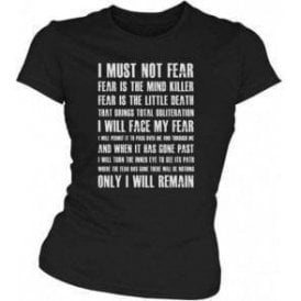 Dune 'Fear Is The Mind Killer' Movie Slogan Womens Slim Fit T-Shirt