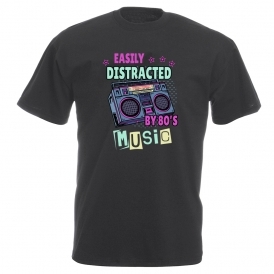 Easily Distracted By 80's Music Vintage Wash T-Shirt