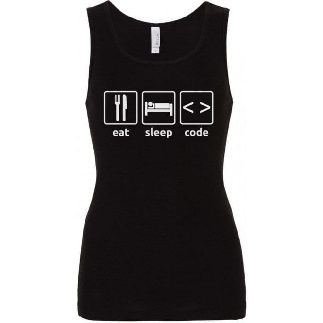 Eat Sleep Code Womens Baby Rib Tank Top