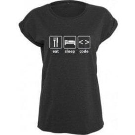 Eat Sleep Code Womens Extended Shoulder T-Shirt