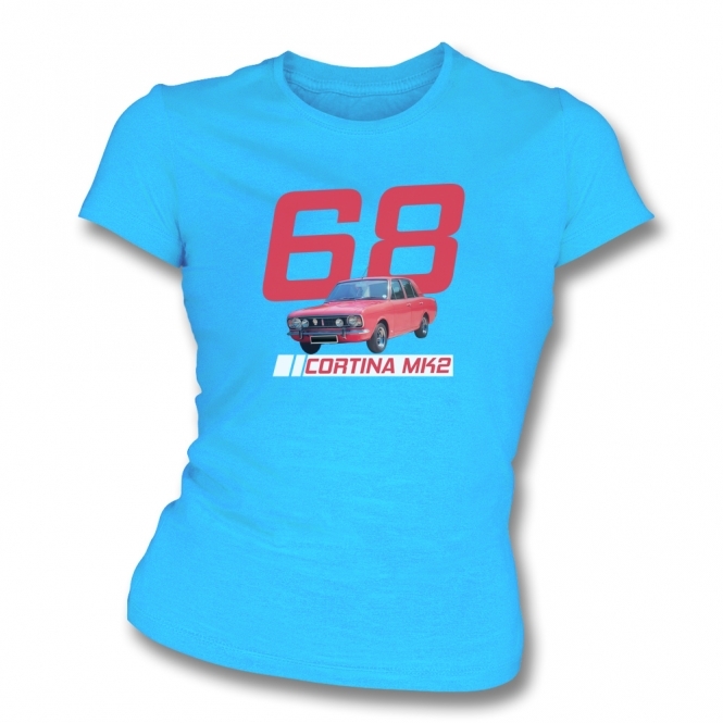 Ford Cortina MKII (Red Car) 1968 Womens Slim Fit T-Shirt