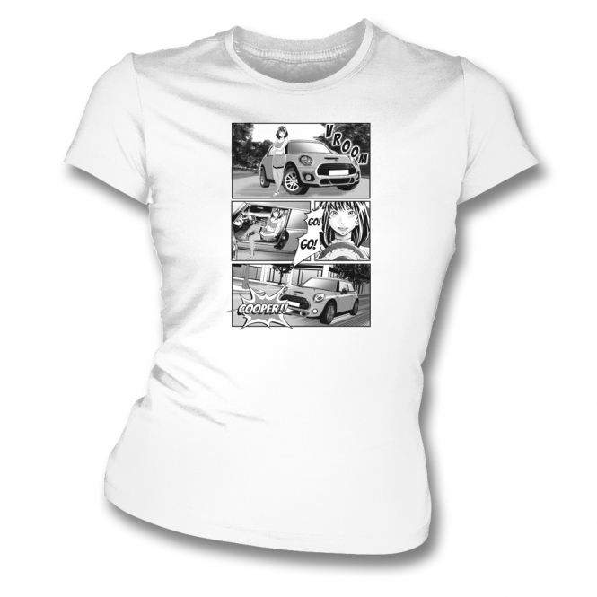 Go Go Mini Cooper (Comic Style) Womens Slim Fit T-Shirt