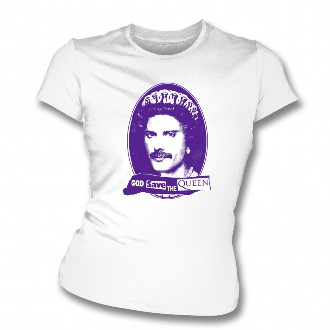God Save The Queen Freddie Mercury (Queen) Organic Womens Slim Fit T-Shirt