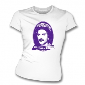 God Save The Queen Freddie Mercury (Queen) Organic Womens Slim Fit T-Shirt