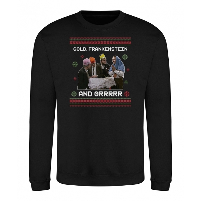 Gold, Frankenstein And Grrrrr (Bottom Influenced) Christmas Jumper